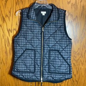 [J. Crew] Striped Gingham Puffer Vest